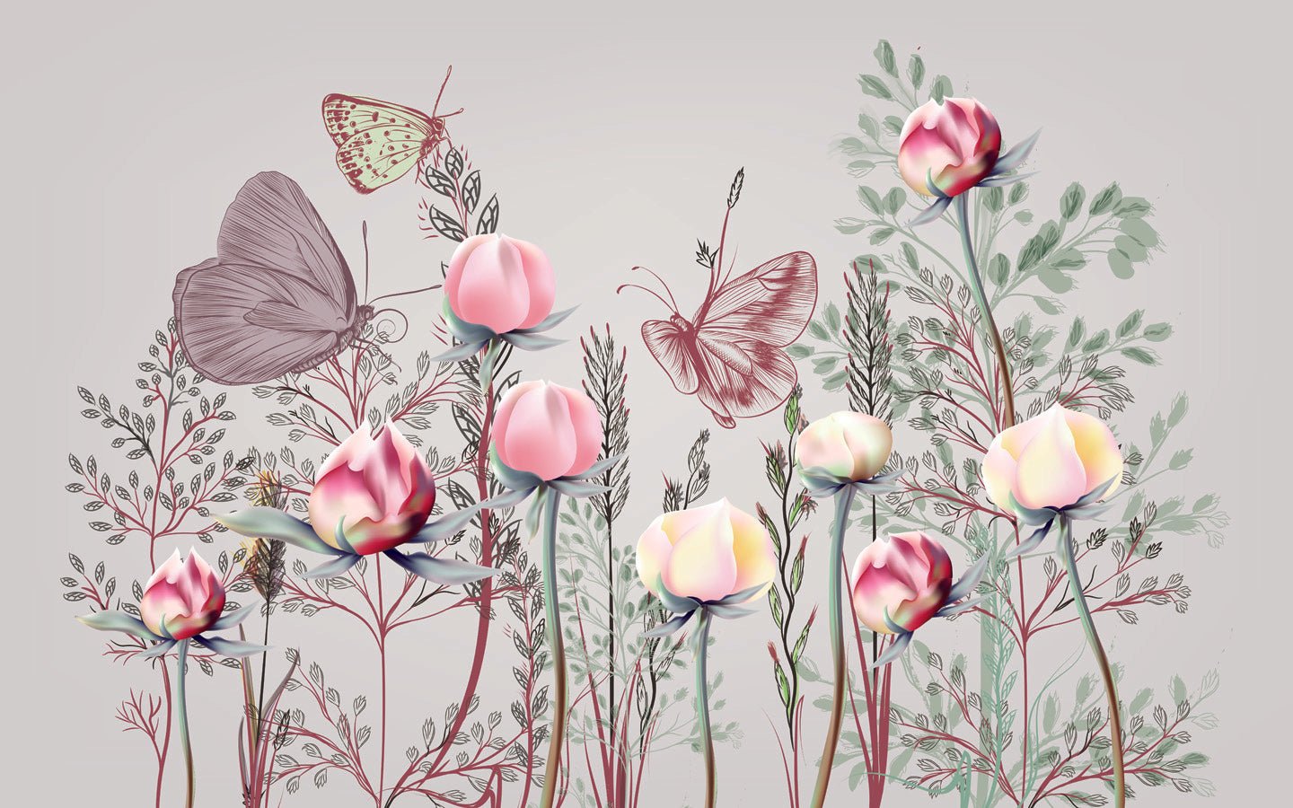 Papier peint panoramique Fleur & Tulipe, mural concept, tendance