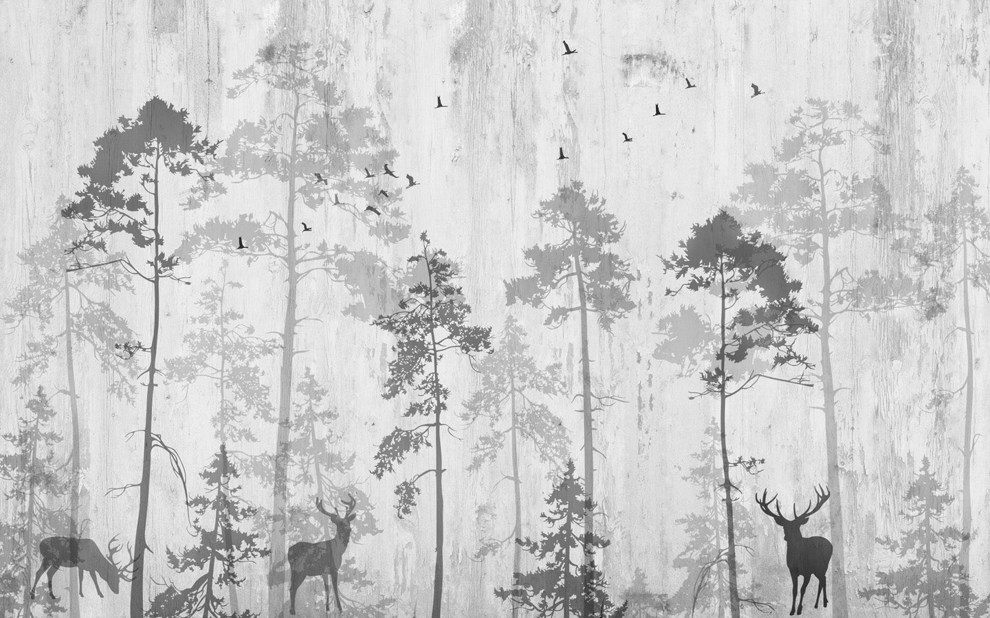 Papier peint salle de bain forêt nostalgique, mural concept, tendance