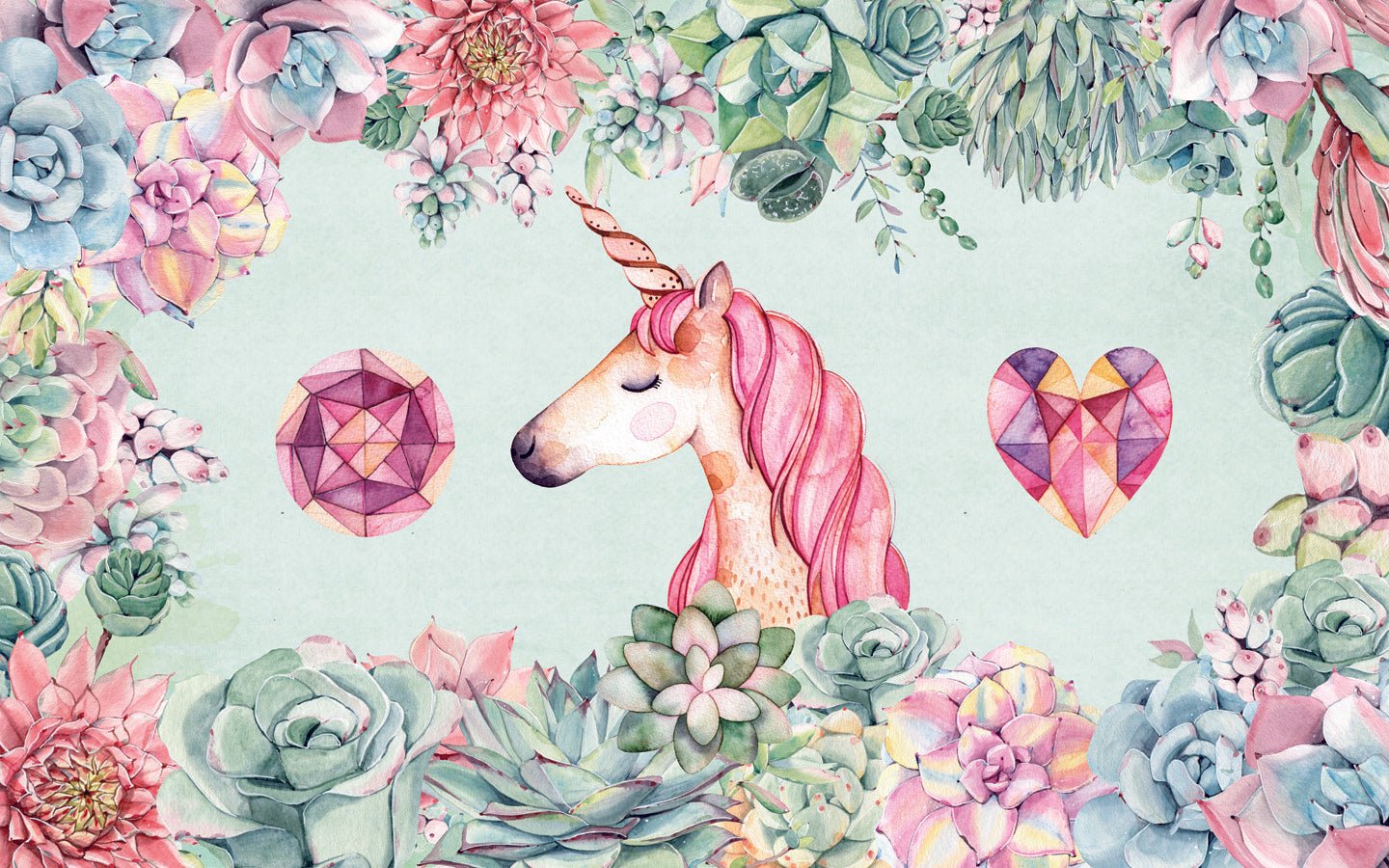 Papier peint Licorne & Flower, mural concept, tendance