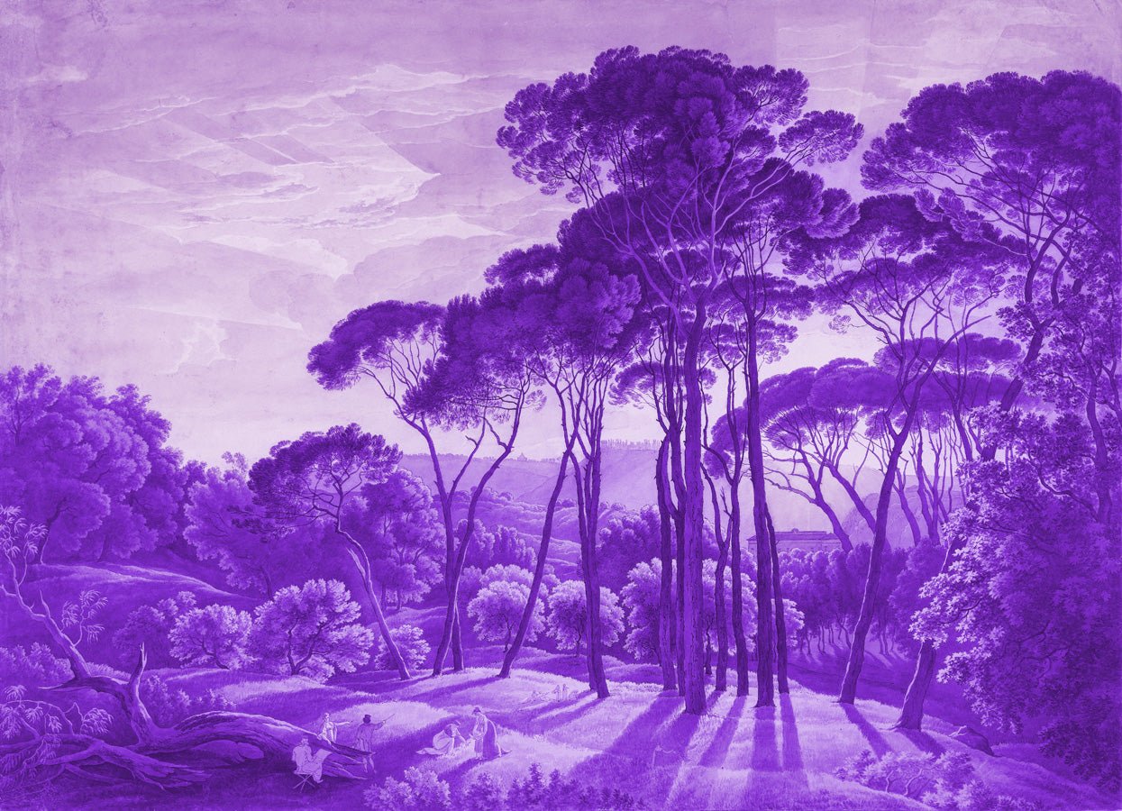 Papier peint paysage historique italien violet, mural concept, tendance