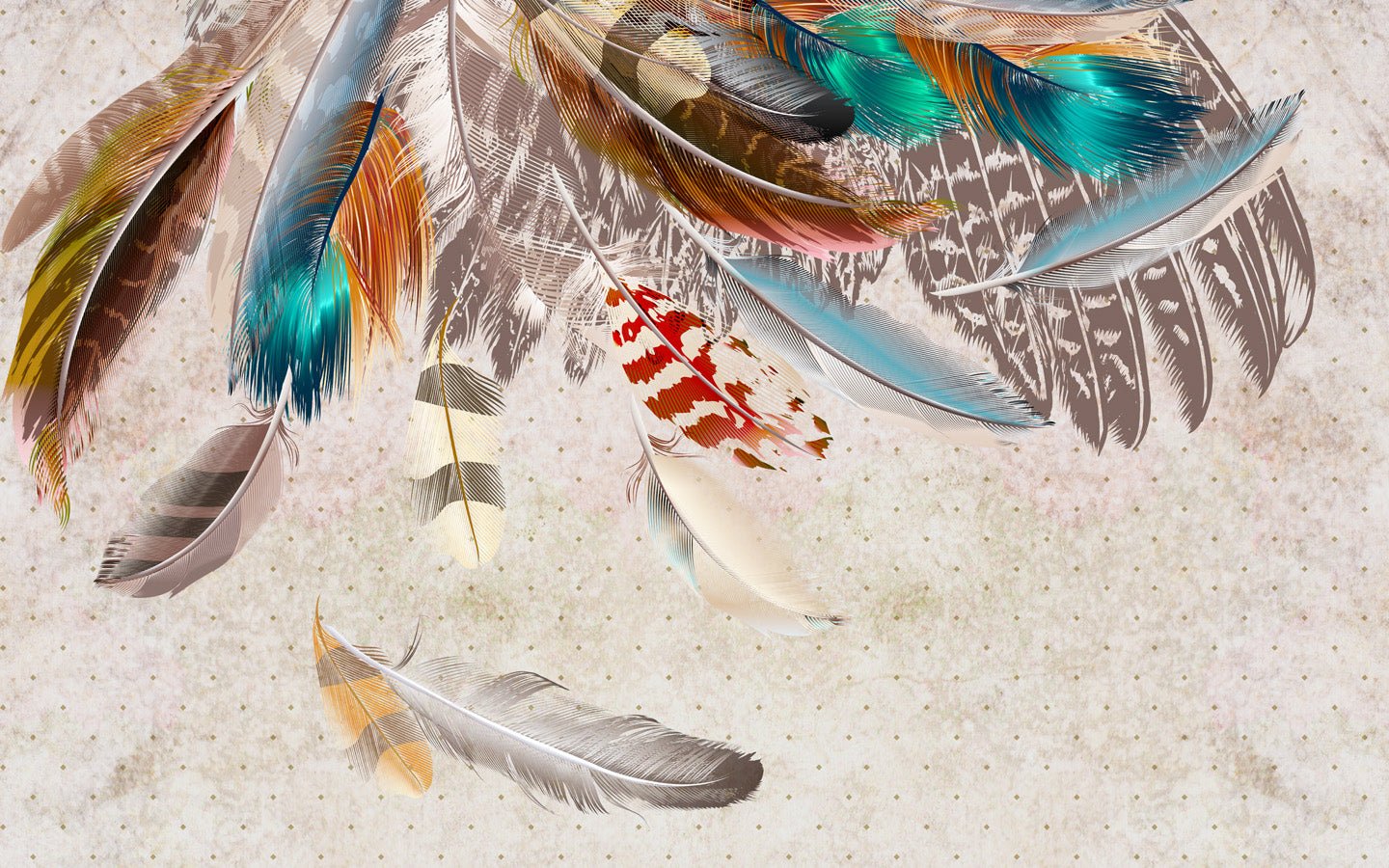 Papier peint Plumes indiennes, mural concept, tendance