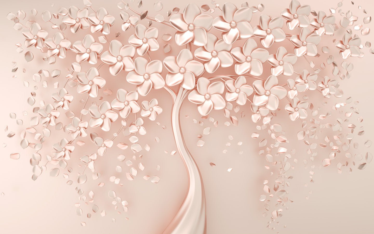 Papier peint Tree 3D Rose Gold, mural concept, tendance