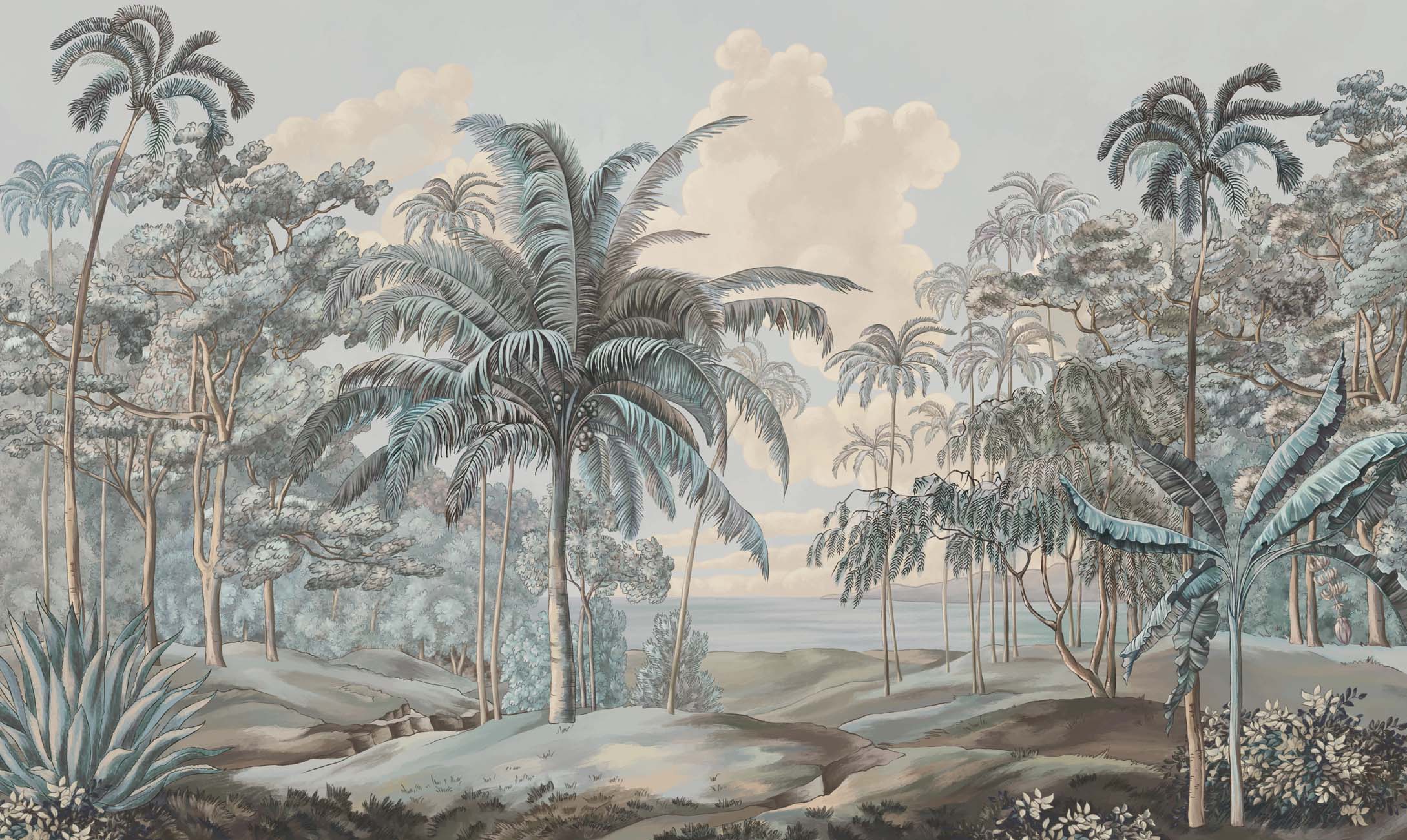 Papier peint paysage Célèbes bleuté, XXL, tendance