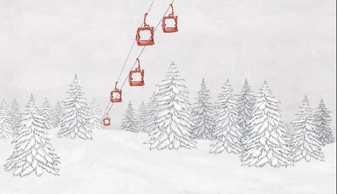 Papier peint montagne télécabine rouge, XXL, tendance