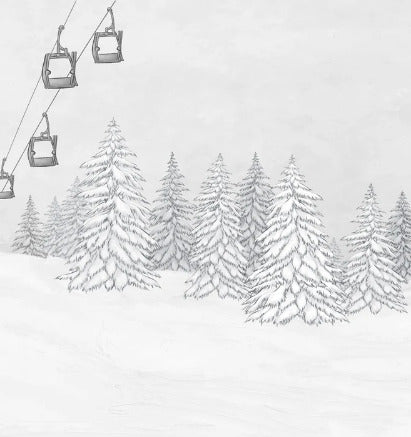 Carta da parati in bianco e nero per gondola di montagna