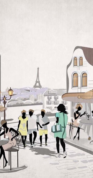 Papier peint wc Paris café en terrasse, XXL, tendance