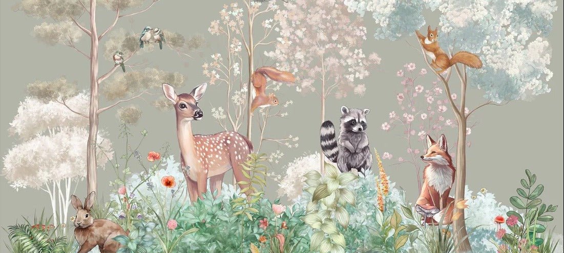 Carta da parati per la cameretta dei bambini Magic nature sage