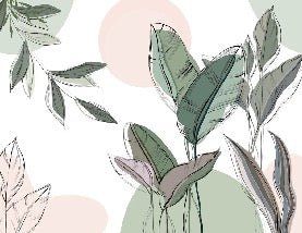 Papier peint panoramique végétal graphique vert, XXL, tendance