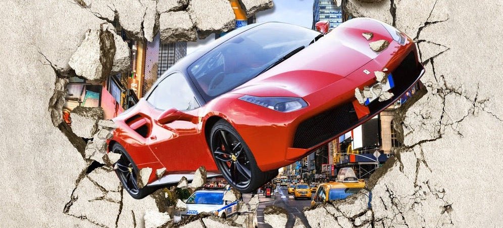 Papier peint Voiture Course Rouge 3D, XXL, tendance