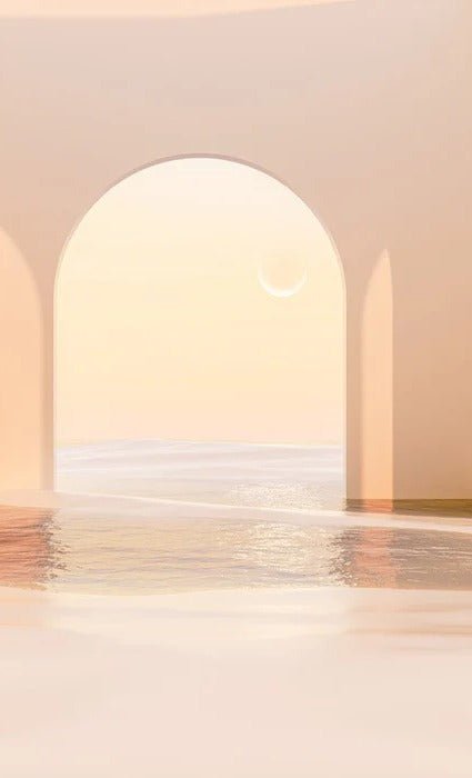 Carta da parati panoramica con arco al tramonto