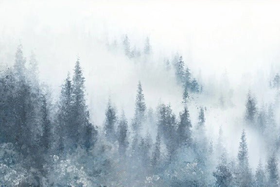 Carta da parati acquerellata blu nebbia di abete