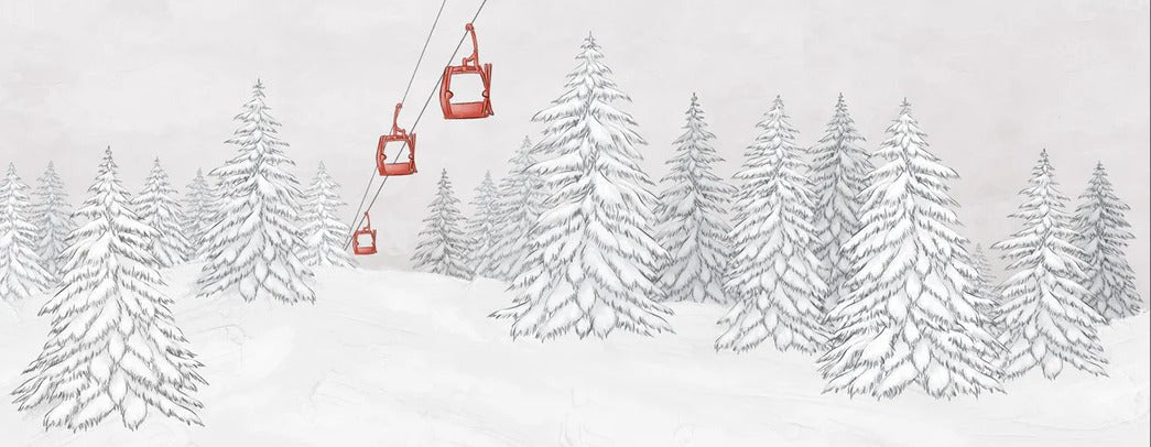 Carta da parati rossa per gondola di montagna