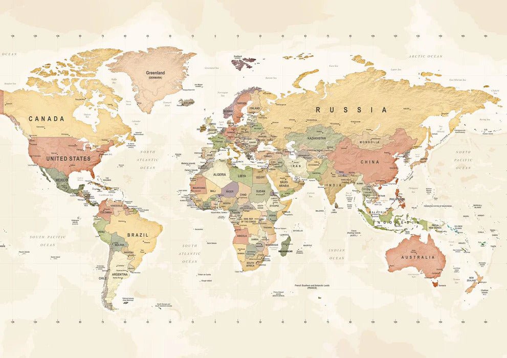 Carta da parati panoramica per l'esplorazione della mappa del mondo