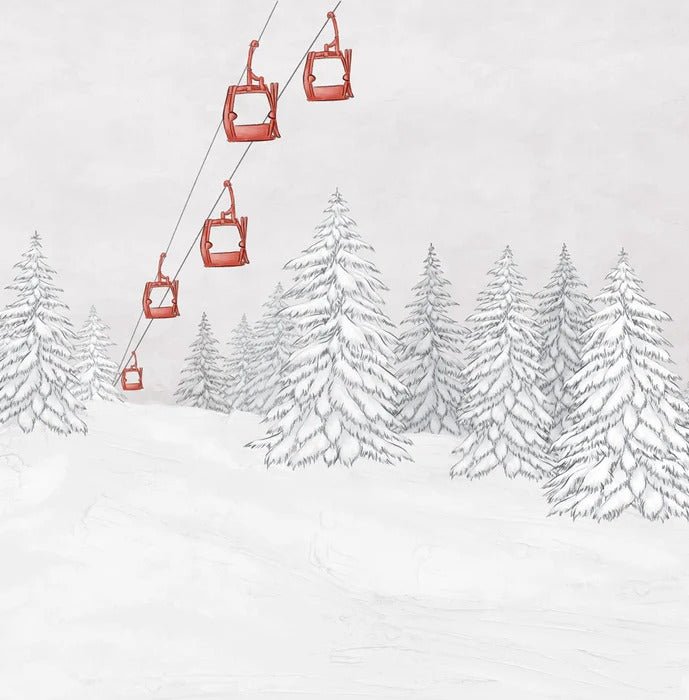 Carta da parati rossa per gondola di montagna