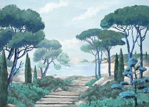 Papier peint balade dans les calanques, mural concept, tendance
