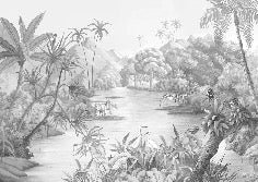 Papier peint panoramique jungle pittoresque, XXL, tendance