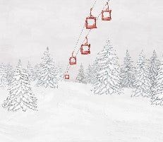Carta da parati rossa per gondola di montagna