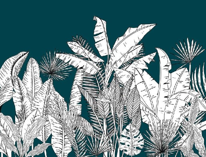 Carta da parati panoramica verde foglia botanica