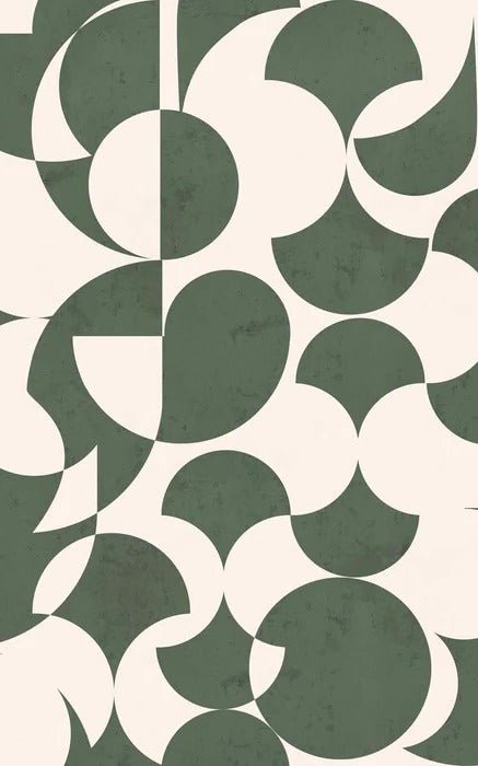 Carta da parati verde con grafica retrò