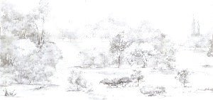 Papier peint forêt de pin aquarelle, XXL, tendance