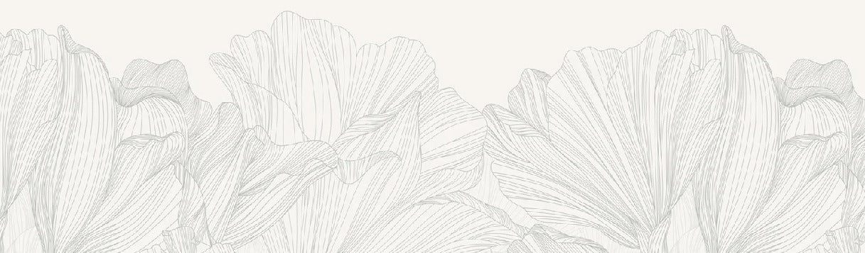 Papier peint panoramique gris et blanc valse des fleurs, XXL, tendance