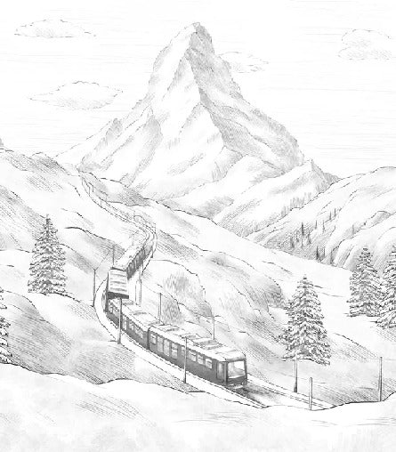 Carta da parati panoramica del Cervino in bianco e nero