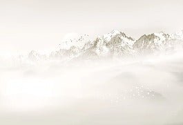 Carta da parati del Monte Bianco, mattina nebbiosa