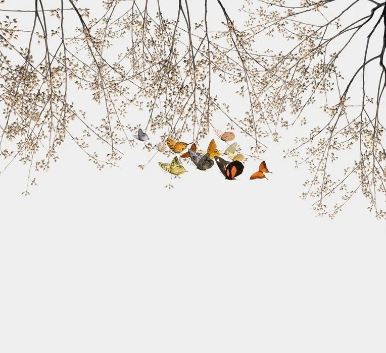 Papier peint salon branchage & papillon, XXL, tendance