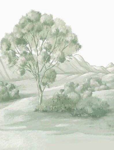Carta da parati verde paesaggio poetico
