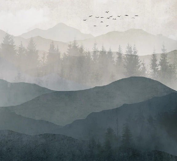 Carta da parati panoramica della natura in bianco e nero