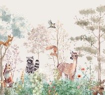 Carta da parati per la cameretta dei bambini magic nature beige