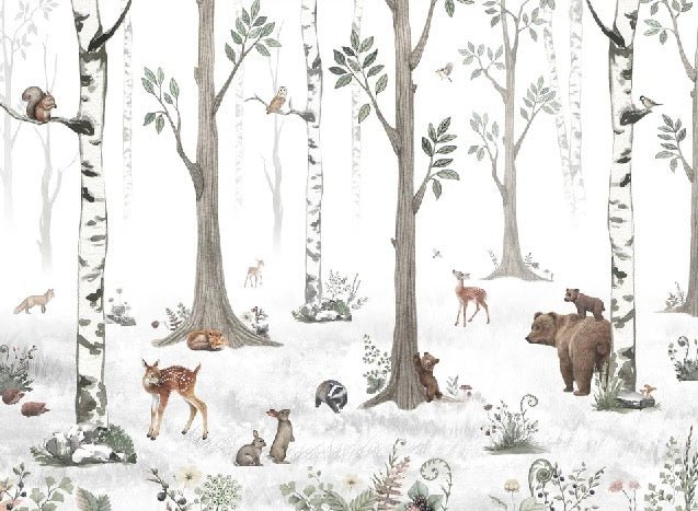 Primavera foresta animali carta da parati