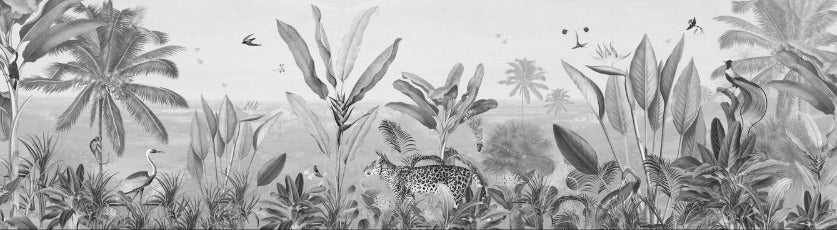 Carta da parati tropicale in bianco e nero