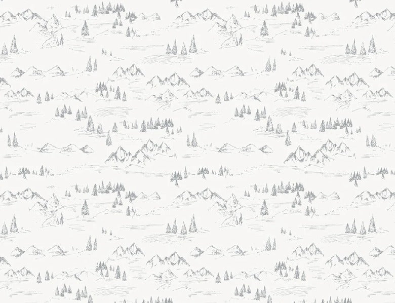 Montagna e abete illustrazione di carta da parati