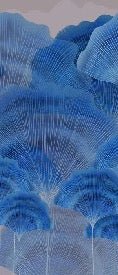 Carta da parati contemporanea ginkgo zen blu