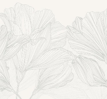 Carta da parati panoramica Valzer di fiori in bianco e grigio