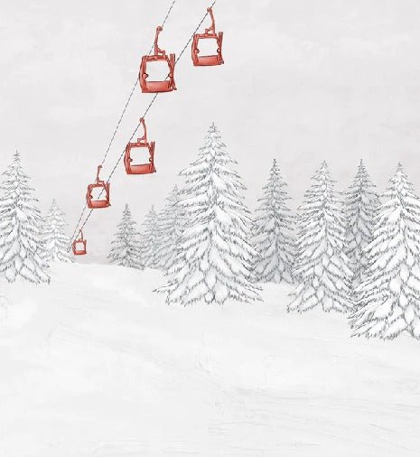 Carta da parati rossa per gondola di montagna