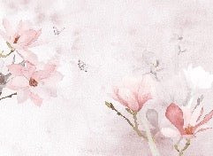 Carta da parati acquerellata con magnolia rosa