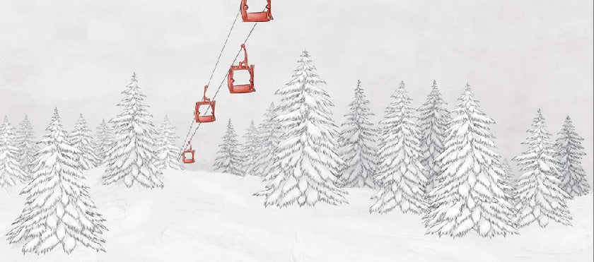 Carta da parati rossa per gondola di montagna