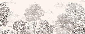 Carta da parati beige panoramica Foreste e montagne