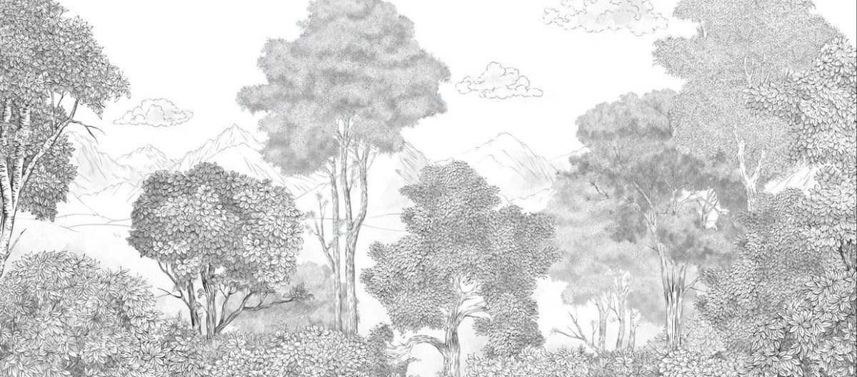 Foreste e montagne panoramiche in carta da parati