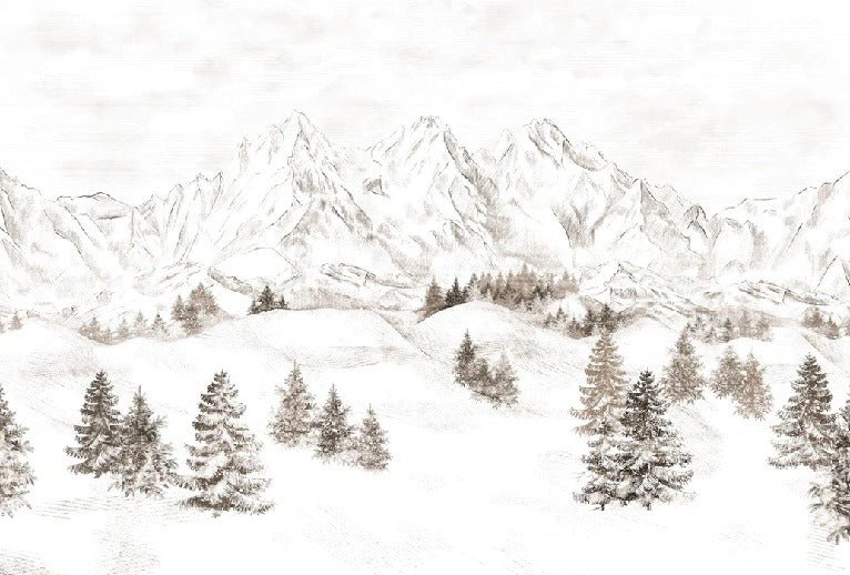 Papier peint montagne massif des Alpes, mural concept, tendance