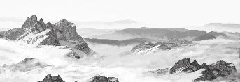 Papier peint panoramique montagne noir et blanc, XXL, tendance