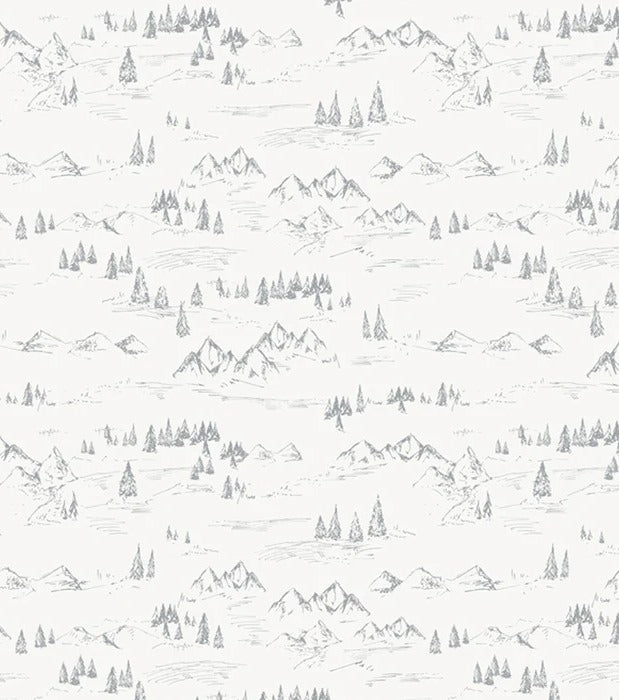 Montagna e abete illustrazione di carta da parati
