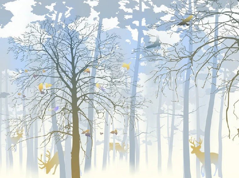 Carta da parati natura foresta blu e freschezza dell'alba