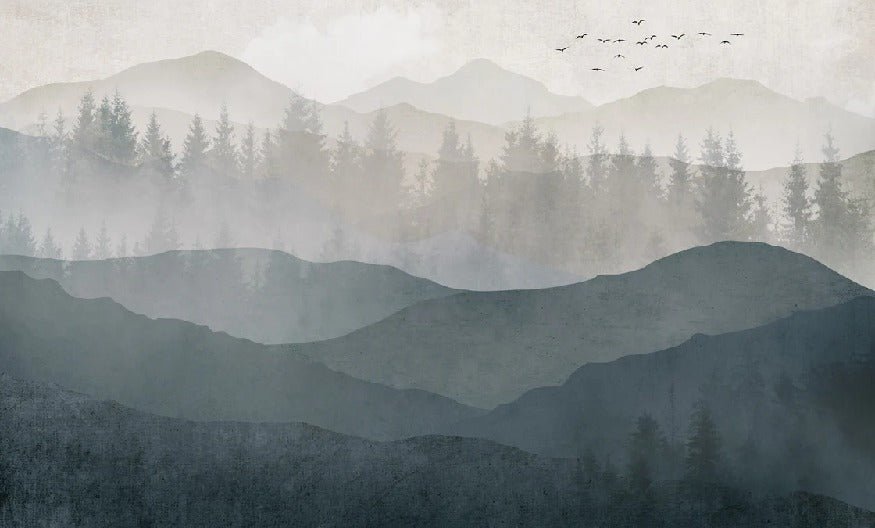 Carta da parati panoramica della natura in bianco e nero