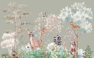 Carta da parati per la cameretta dei bambini Magic nature sage