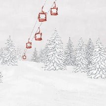 Carta da parati rossa per gondola di montagna