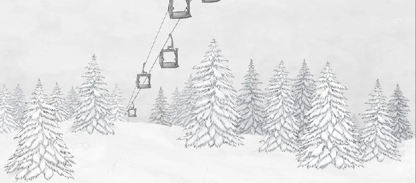 Carta da parati in bianco e nero per gondola di montagna