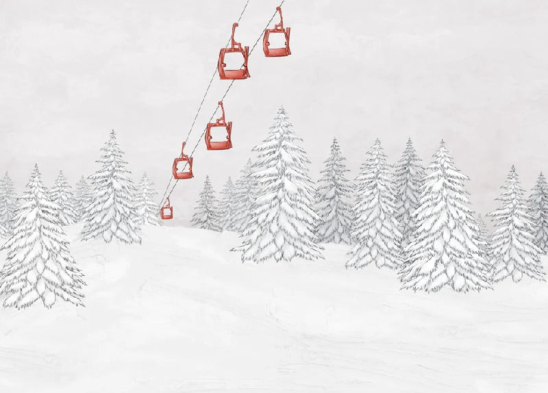 Carta da parati rossa per gondola di montagna